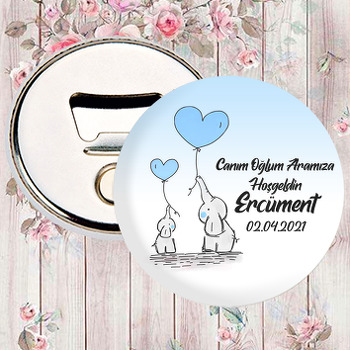 Mavi Kalp Balonlu Filler Temalı Magnet Açacak