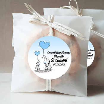 Mavi Kalp Balonlu Filler Temalı Sticker