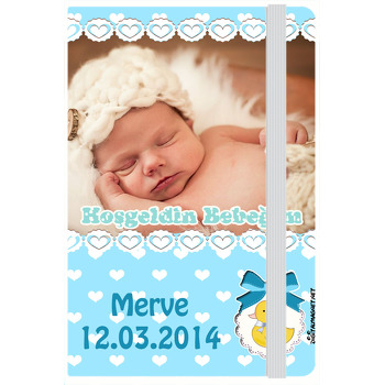 Mavi Kalp Fonlu Kişiye Anı Özel Defter