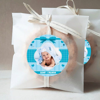 Mavi Kalp Ve Yıldız Temalı Resimli Sticker