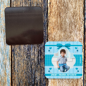 Mavi Kalpli Fiyonk Temalı Doğum Günü Magnet