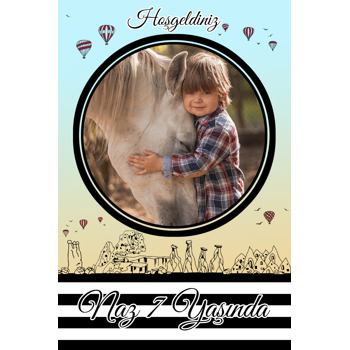 Mavi Kapadokya Temalı Doğum Günü Magnet