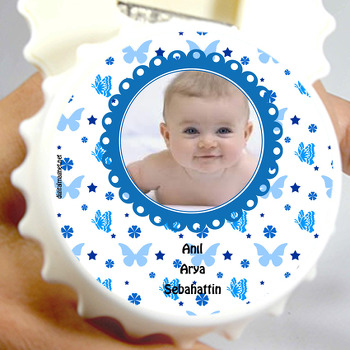 Mavi Kelebek Temalı Bebek Kapak Şekilli Magnet Açacak