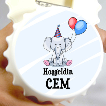 Mavi Kırmızı Balonlu Fil Temalı Hoşgeldin Bebek Kapak Açacak