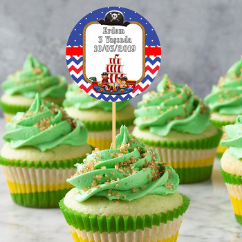 Mavi Kırmızı Korsan Temalı Kürdan Süs