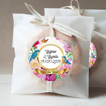 Mavi Kuşlar Ve Çiçekler Temalı Doğum Günü Sticker