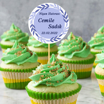 Mavi Lila Yapraklar Temalı Parti Kürdan Süs