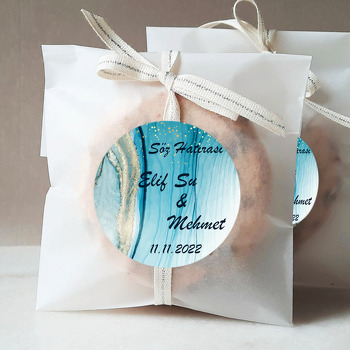 Mavi Mermer Görünümü Temalı Sticker