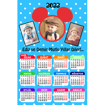 Mavi Mickey Temalı Takvim Magnet