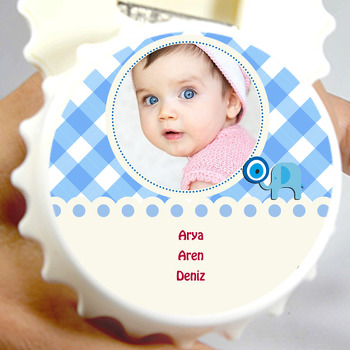 Mavi Miniş Fil Temalı Bebek Kapak Şekilli Magnet Açacak