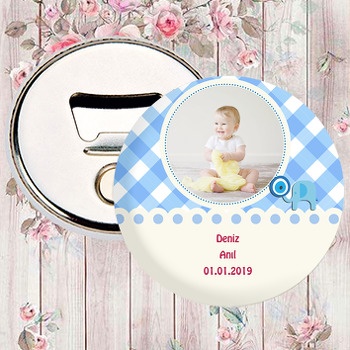 Mavi Miniş Fil Temalı Bebek Magnet Açacak