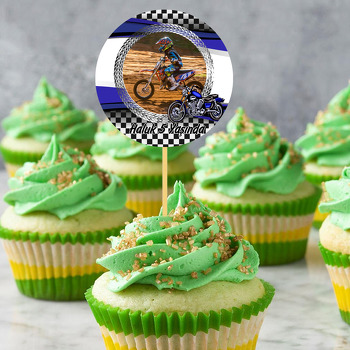 Mavi MotorsikletTemalı Resimli Kürdan Süs