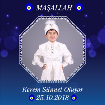 Mavi Nazar Çerçeveli  Sünnet   Kare Parti Afiş