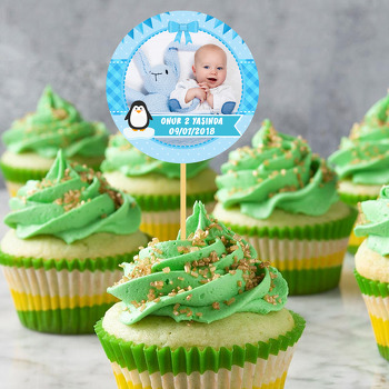 Mavi Penguen Temalı Resimli Kürdan Süs