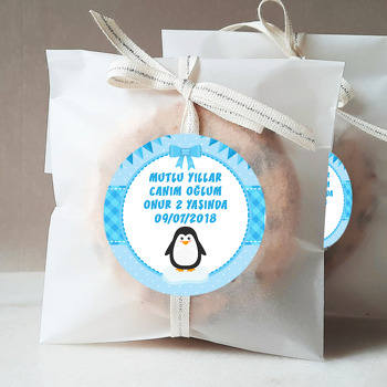 Mavi Penguen Temalı Sticker