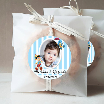 Mavi Pinokyo Temalı Resimli Sticker