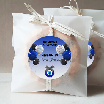 Mavi Siyah Balonlarla Nazar Boncuğu ve Sünnet Hatırası Temalı Sticker