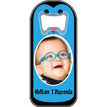 Mavi Siyah Penguen Temalı Resimli Uzun Magnet Açacak