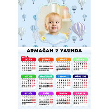 Mavi  Soft Uçan Balonlar Temalı Takvim Magnet