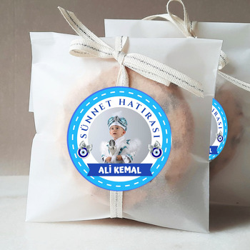 Mavi Sünnet Hatırası ile Nazar Boncuğu Temalı Sticker