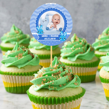 Mavi Tavşan Temalı Resimli Kürdan Süs