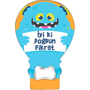 Mavi Turuncu Canavar Temalı Balon Ahşap Magnet 