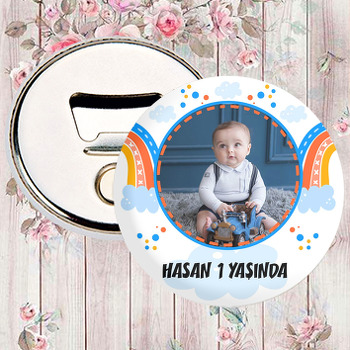 Mavi Turuncu Gökkuşağı ile Bulutlar Temalı Magnet Açacak