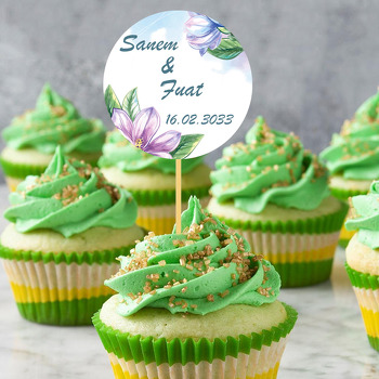 Mavi ve Mor Nilüfer Temalı Parti Kürdan Süs