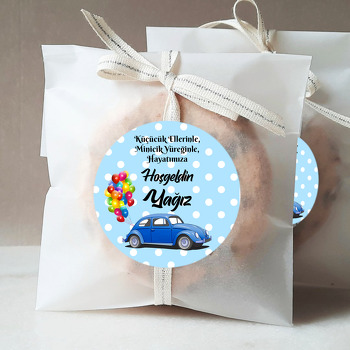 Mavi Vosvos ile Puantiyeli Fon Temalı Sticker