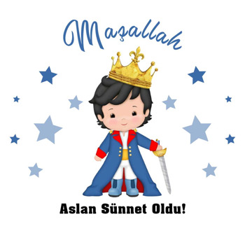 Mavi Yıldız ile Kılıçlı Küçük Prens Sünnet Temalı Akrilik Daire Magnet