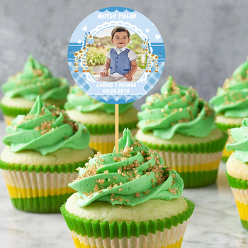 Mavi Zürafa Temalı Resimli Kürdan Süs