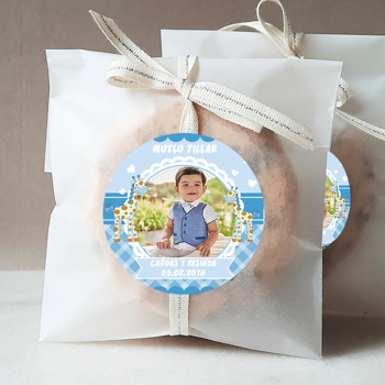 Mavi Zürafa Temalı Resimli Sticker