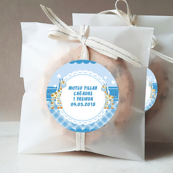 Mavi Zürafa Temalı Sticker