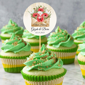 Mektup ile Gelincikler Temalı Parti Kürdan Süs