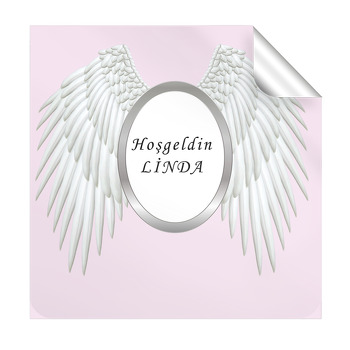 Melek Kanat Temalı Doğum Günü  Kare Etiket