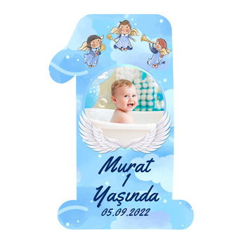 Melek Kanatlı Mavi Temalı Doğum Günü Magnet
