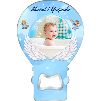 Melek Kanatlı Mavi Temalı Mavi Balon Magnet Açacak