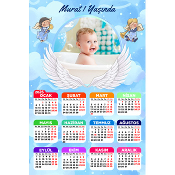 Melek Kanatlı Mavi Temalı Takvim Magnet