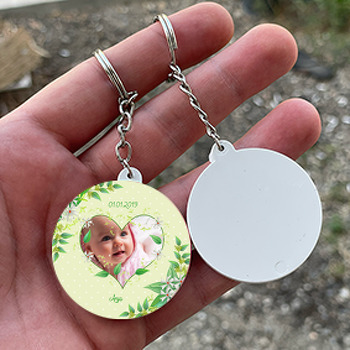 Melisa Çiçeği Temalı Doğum Günü Daire Plastik Anahtarlık