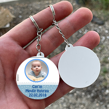 Mevlüt Hatırası Temalı Bebek Daire Plastik Anahtarlık
