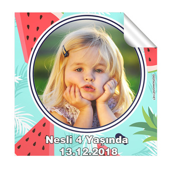 Meyve Temalı Doğum Günü  Kare Etiket