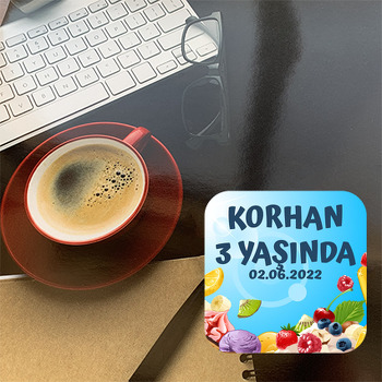 Meyveli Şekerlemeler Temalı Bardak Altlığı