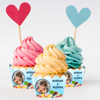 Meyveli Şekerlemeler Temalı Cupcake Sargısı