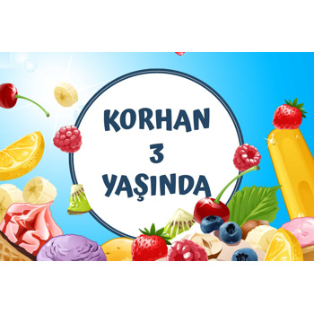 Meyveli Şekerlemeler Temalı Plastik Doğum Günü Magnet