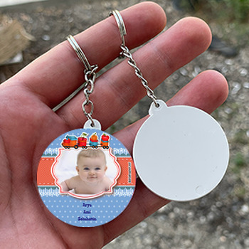 Meyveli Tren Temalı Hoşgeldin Bebek Daire Plastik Anahtarlık