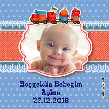 Meyveli Tren Temalı Hoşgeldin Bebek   Kare Parti Afişi