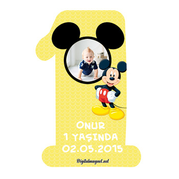 Mickey Mouse 2 Temalı  Doğum Günü Magnet