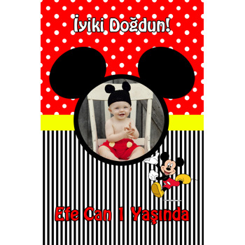 Mickey Mouse 2 Temalı Plastik Doğum Günü Magnet