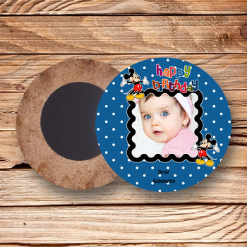 Mickey Mouse Ahşap Daire Magnet