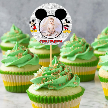 Mickey Mouse Çizgi Roman Fon Temalı Parti Kürdan Süs